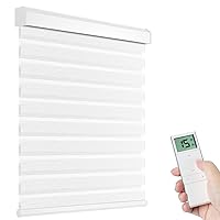 Motorized Zebra Shades with Remote Control, Electric Dual Layer Sheer Roller Blind Work with Alexa via Hub, Smart Day and Night Horizontal Blinds for Windows, Customized Size (Texture White)