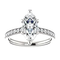 3 Carat Marquise Diamond Moissanite Engagement Ring Wedding Ring Eternity Band Vintage Solitaire Halo Hidden Prong Setting Silver Jewelry Anniversary Promise Ring Gift