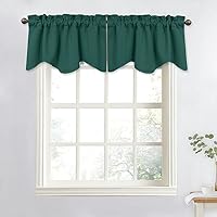 NICETOWN Blackout Valance for Kitchen - Thermal Insulated 52 inches by 18 inches Half Window Tier with Rod Pocket for Basement/Kitchen/Camper RV/Christmas, 1 Panel, Hunter Green