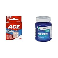 ACE 2 Inch Elastic Bandage with Clips, Beige, 1 Count and HealthWise 4 oz. Medicated Chest Rub for Cough Relief