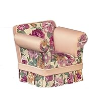 Melody Jane Dolls Houses Dollhouse Pink Floral Armchair Arm Chair JBM Miniature Living Room Furniture