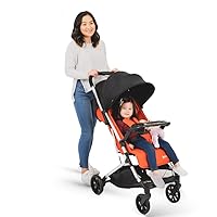 Kooper Lightweight Baby Stroller Featuring Removable, Swing-Open Tray, Big Wheels, Reclining Seat with Footrest, Extra-Large Retractable Canopy, and Compact Fold (Paprika)