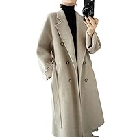 Autumn And Winter Wool Overcoat Women's Long Knee Length Woolen Cloth With Belt Loose Oversize Trench Coat oatmeal M