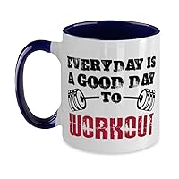 Daily Workout Coffee Mug 11oz Navy, Everyday is a Good Day Tea Cup, Funny Present Idea For Family and Friends