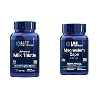 Life Extension Advanced Milk Thistle 120 Softgels and Magnesium 500mg Capsules for Liver Health, Detox Support, Heart Health, and Healthy Bones