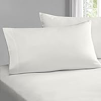 Pizuna 400 Thread Count Off White King Cotton Sateen Weave Pillowcases Set of 2, 20 x 40 in