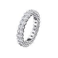 18K White Gold Plated Cubic Zirconia Oval Cut Eternity Ring Band for Women & Girls