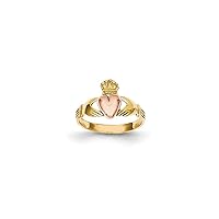 14k Two Tone Polished back Gold Baby Irish Claddagh Celtic Trinity Knot Ring Size 1 Jewelry Gifts for Women