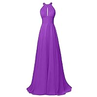 Women's Halter Chiffon Bridesmaid Dress Long