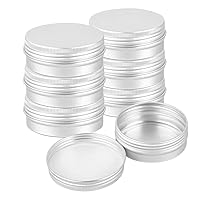 Restaurantware RW Base 2 Ounce Tin Storage Boxes 10 Round Tin Boxes With Lids - Durable Screwable Lids Silver Aluminum Storage Containers Customizable Fits Mints Pills Or Herbs