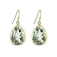 Choose Your Pear Shape Gemstone Drop & Dangle Earring 18K Gold Plated Fish Hook Chakra Healing Birthstone Jewelry For Women