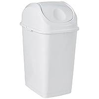 Superio Kitchen Trash Can with Swing Top Lid 9 Gallon Slim Waste Bin 37 Qt Sturdy Plastic Garbage Can Medium Recycling Bin for Office, Bathroom, Under Counter, Dorm, Bedroom (White)