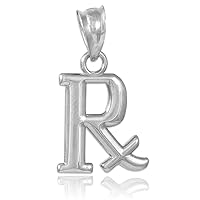 White Gold Rx Prescription Symbol Charm Pendant Necklace - Gold Purity:: 10K, Pendant/Necklace Option: Pendant Only