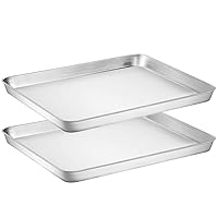 Wildone Baking Sheet Set of 2 - Stainless Steel Cookie Sheet Baking Pan, Size 18 x 13 x 1 inch, Non Toxic & Heavy Duty & Mirror Finish & Rust Free & Easy Clean