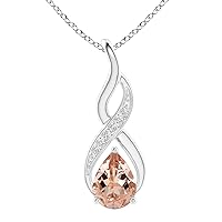 MOONEYE Infinity Pendant 0.70 Ctw Pear Pink Morganite Gemstone 925 Sterling Silver Pendant Necklace