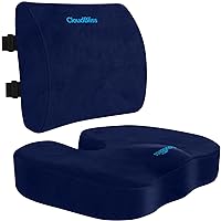 Seat Cushion,Office Chair Cushion,Car Seat Cushion,Lumbar Support Pillow for Office Chair,Back Support Memory Foam Pillow Coccyx Cushion for Tailbone Pain,Sciatica & Back Pain Relief -Blue