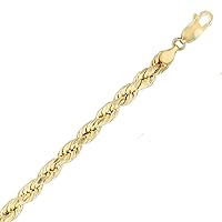 10K Gold Chains - Yellow Gold Diamond Cut 2mm, 4mm, 5mm, 6mm, 7mm Hollow Rope Chain Necklace for Women and Men 16'' - 26
