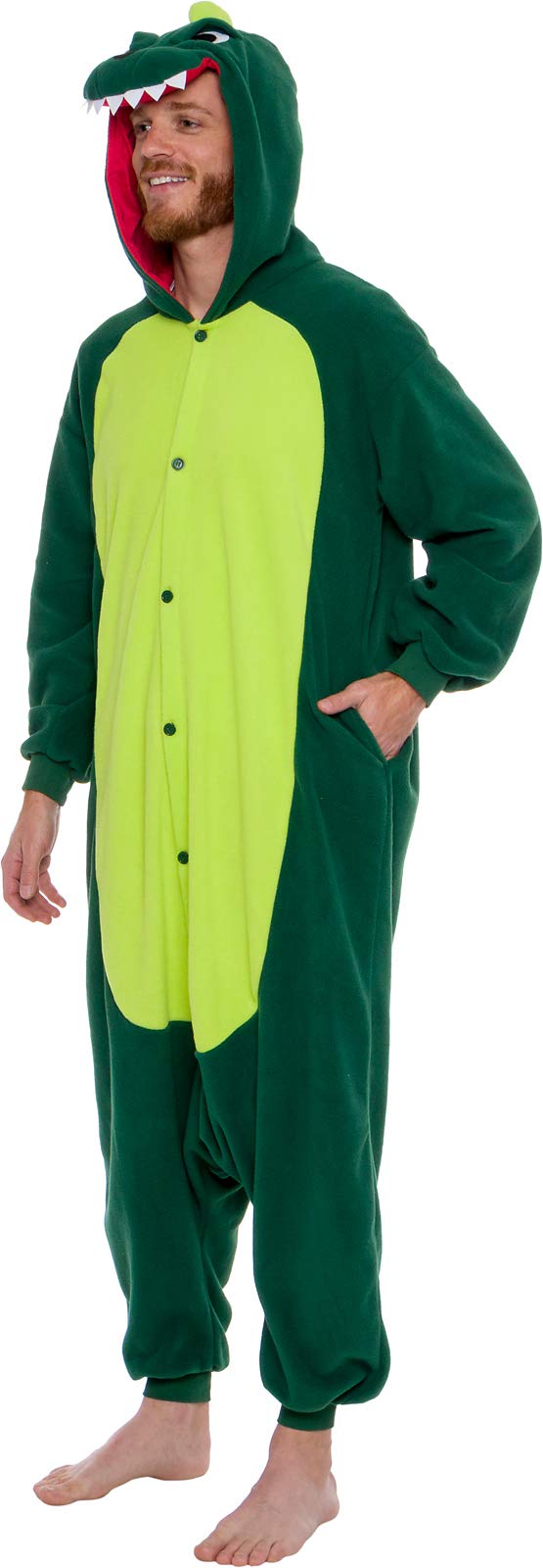 Dinosaur Adult Onesie - T-Rex Halloween Costume - Plush Dino One Piece Cosplay Suit for Adults, Women and Men FUNZIEZ!