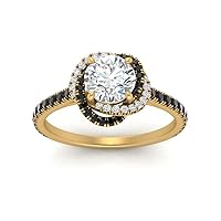 Choose Your Gemstone Flower Diamond CZ Ring yellow gold plated Round Shape Halo Engagement Rings Everyday Jewelry Wedding Jewelry Handmade Gifts for Wife US Size 4 to 12