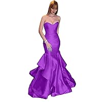 Women's Sweetheart Neckline Prom Dress Mermaid with Ruffles Party Gown Dress