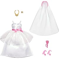 Fashions Doll Clothes and Accessories Set, Bridal Pack with Wedding Dress, Veil, Bouquet, Shoes and Jewelry