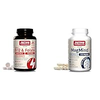 Jarrow Formulas Ultra Strength Methyl B-12 5000 mcg & Methyl Folate 800 mcg + P-5-P & MagMind Brain Health with Magtein (Magnesium L-Threonate), Dietary Supplement
