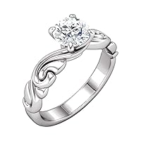 950-Sterling Silver 1.00 Ct Round Diamond (SI2-SI3/G-H) Solitaire Engagement Ring