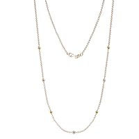 7 Stone Petite Citrine & Lab Grown Diamond Womens Station Necklace (VS2-SI1,GH) 0.16 ctw 14K Gold
