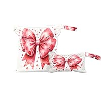 Pardick 2 Set Red Gift Bow Wet Dry Bags for Baby Cloth Diapers Waterproof Reusable Storage Bag for Travel,Beach,Pool,Daycare,Stroller,Gym,Laundry,Dirty Clothes,Swimsuits & Wet Clothes, Bow Wet Bag