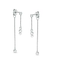 0.10 Cttw Diamond Chain Drop Front/Back dangling Tassel Earrings in Sterling Silver (I-J/13)