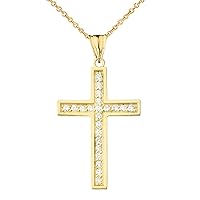 MOD-CHIC CZ CROSS PENDANT NECKLACE IN YELLOW GOLD - Gold Purity:: 10K, Pendant/Necklace Option: Pendant Only