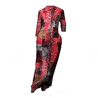 Women's Holiday Casual Lapel Robe Long Floral Printed Cotton Dress Button up Shirt Long Casual Dress
