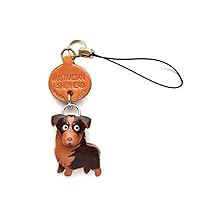 Australian Shepherd Leather Dog mobile/Cellphone Charm VANCA CRAFT-Collectible Cute Mascot Made in Japan