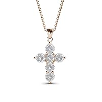 White Sapphire Cross Pendant 0.66 ctw 14K Gold. Included 18 inches 14K Gold Chain.