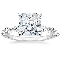 JEWELERYIUM 5 CT Square Radiant Cut Colorless Moissanite Engagement Ring, Wedding/Bridal Ring Set, Solitaire Halo Style, Solid Sterling Silver Vintage Anniversary Bridal Jewelry, Diamond Ring