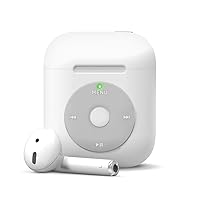 elago AW6 Case Designed for Apple AirPods Case 1 & 2, Classic Music Player Design Case, Durable Silicone Construction, Supports Wireless Charging [US Patent Registered] (White)