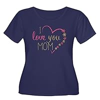 Womens Plus Scoop Drk T-Shirt I Love You Mom Burlap and Pink Heart