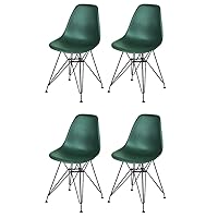 GIA Contemporary Armless Dining Chair with Black Metal Legs, Set of 4, Drak Green