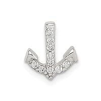 925 Sterling Silver CZ Cubic Zirconia Simulated Diamond Nautical Ship Mariner Anchor Pendant Necklace Measures 10.28x9.31mm Wide Jewelry for Women