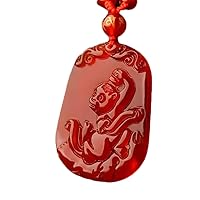 Women Men's 12 Chinese Zodiac Pendant Necklace Light Red Animal Chain for Couple Birthday New Year