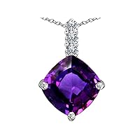 Sterling Silver Large 12mm Cushion-Cut Pendant Necklace