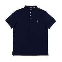 POLO RALPH LAUREN Mens Custom Slim Fit Interlock Polo Shirt (Large, Navy)