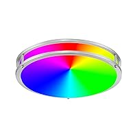 Designers Fountain 14 inch Voice Controlled Colors Smart Selectable CCT LED Flush Mount Ceiling Light for Bedroom Living Room Hallway Kitchen, Brushed Nickel, LED1553RGB-BN