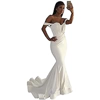 Women's Off Shoulder Mermaid Prom Dresses Satin Party Dress Formal Evening Gowns