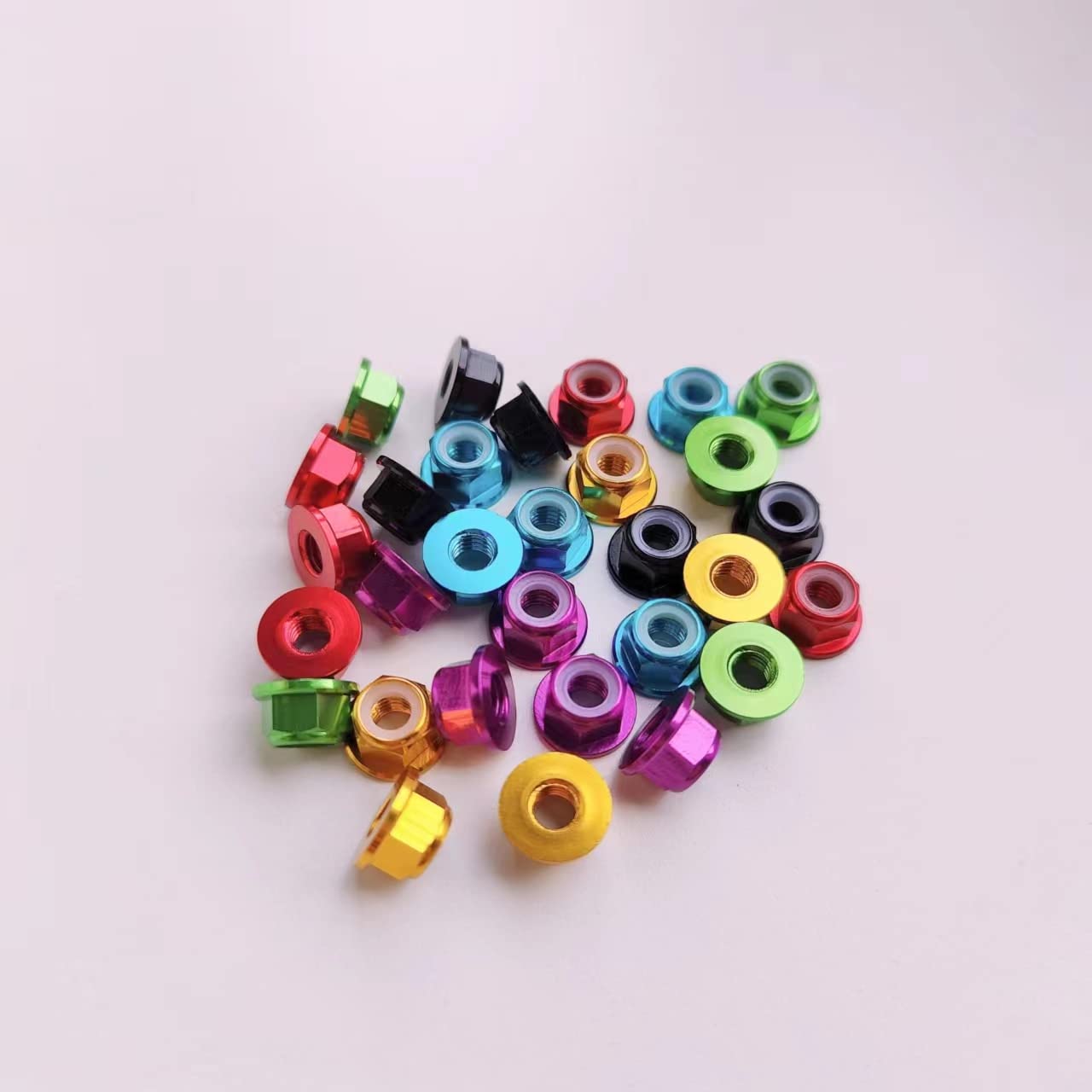 30pcs FPV M5 Nuts CW Self-Locking Lock Nuts Flanged Nylon Insert Aluminum Alloy for FPV Parts Quadcopter Motor Prop Adapter RC Racing Drone (6 Colors)