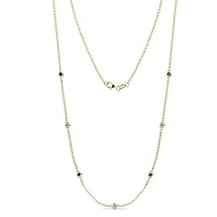 7 Stone Petite Blue & White Lab Grown Diamond Womens Station Necklace (VS2-SI1,G-H) 0.46 ctw 14K Gold