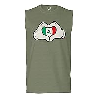 Cartoon Glove Heart Love Hecho en Mexico Mexican Flag escucudo Mexicano Men's Muscle Tank Sleeveles t Shirt