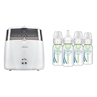 Dr. Brown's Deluxe Electric Sterilizer for Baby Bottles and Other Baby Essentials & Anti-Colic Options+ Baby Bottles, Narrow, 4 oz, 4pack
