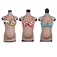YRZGSAWJ 8th generation silicone pregnant belly with breasts 3, 6, 9 month pregnancy Baby belly tummy Matte Skin