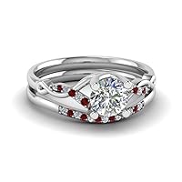 Choose Your Gemstone Twisted Diamond CZ Wedding Ring Sets sterling silver Round Shape Wedding Ring Sets Ornaments Surprise for Wife Symbol of Love Clarity Comfortable US Size 4 to 12